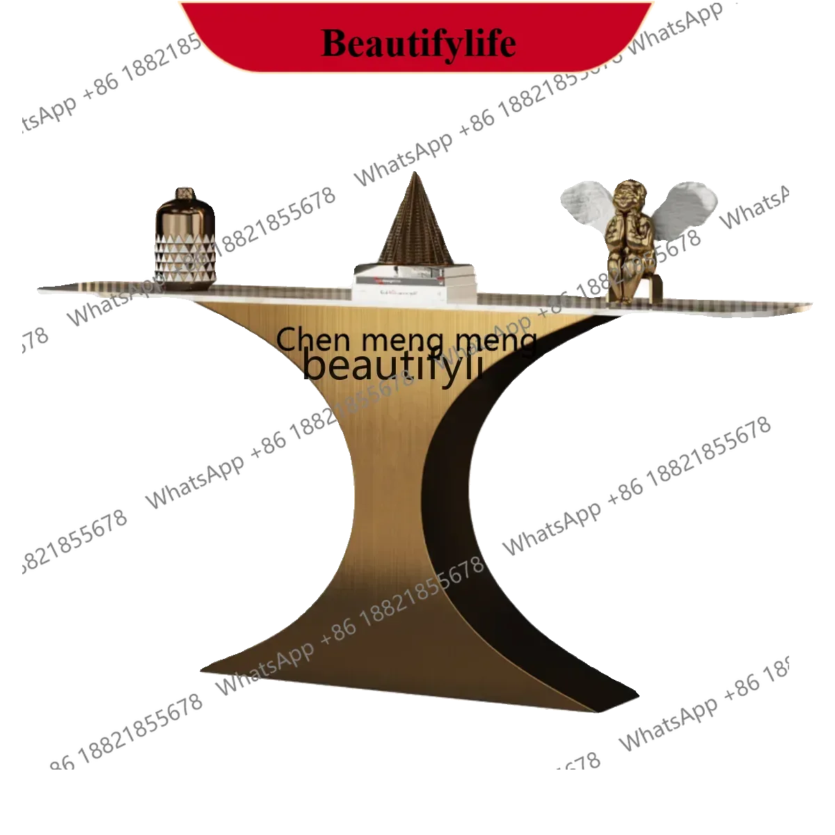 D178    Light luxury high-end villa hotel entrance  entrance table corridor shelf entrance