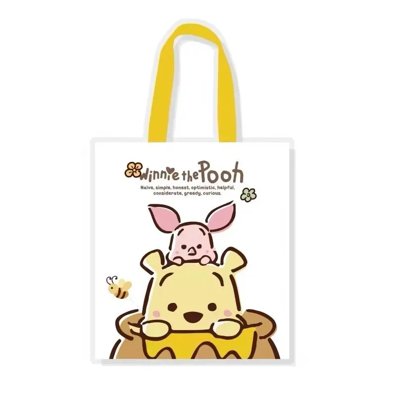 Disney Student Versatile Cartoon Winnie The Pooh Canvas Bag Large Capacity Book Bag Handbag Going Out Mom Commuting Bag