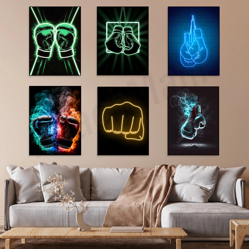 Boxing gloves art, fist bump poster print canvas painting wall decoration mural modern living room home decor