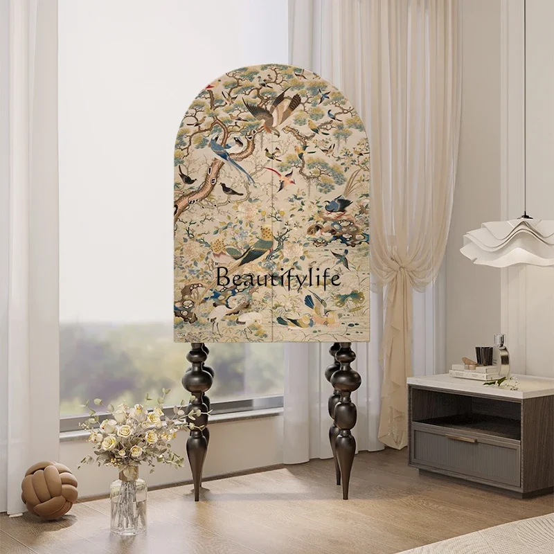 LXFlower والطيور التناغم الرسم الفرنسي في العصور الوسطى الصلبة الخشب الصدر غرفة نوم خزانة بجانب السرير SSS #3