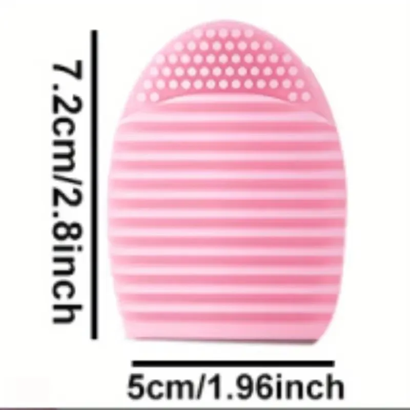Pink Egg Shaped Silicone Makeup Brush Cleaner, Textured Quick Cleaning Tool, Odorless Durable