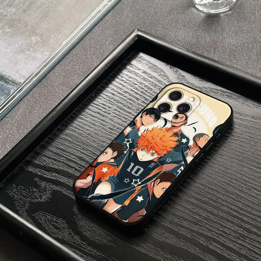 Haikyuu High School Volleyball Phone Case Black Shell For IPhone 16/15/13/14 Pro Max 11Plus/X/Xr/Xs Max/12mini Compatible Models