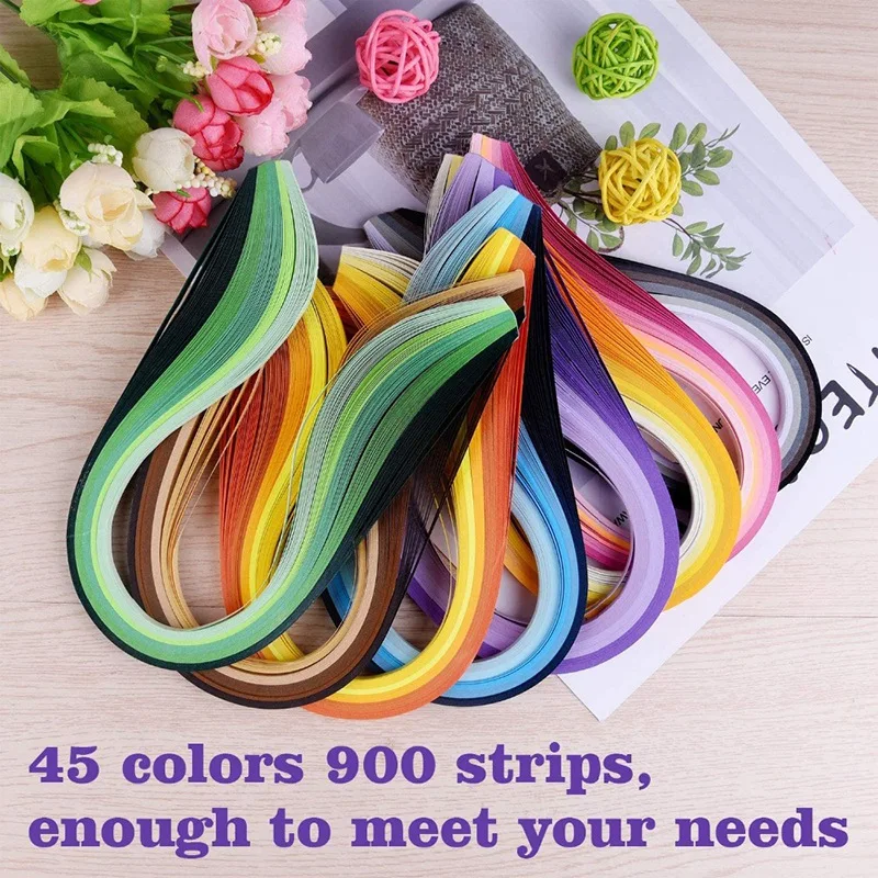 

A71Z Paper Quilling Kits 45 Colors 900 Strips Quilling Art Paper DIY Craft with Tools for Gift and Diy Home Decoration