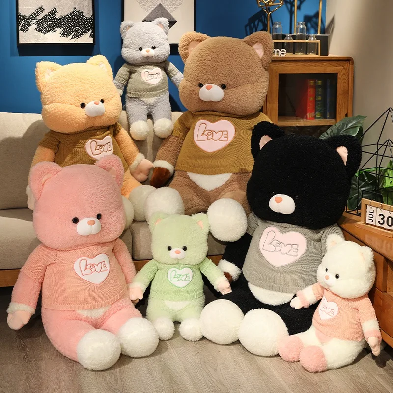 Cute Long Legs Cat Plush Toys Warm Sweater Kitten Doll New Lovely Cat Companion Doll Birthday Gift