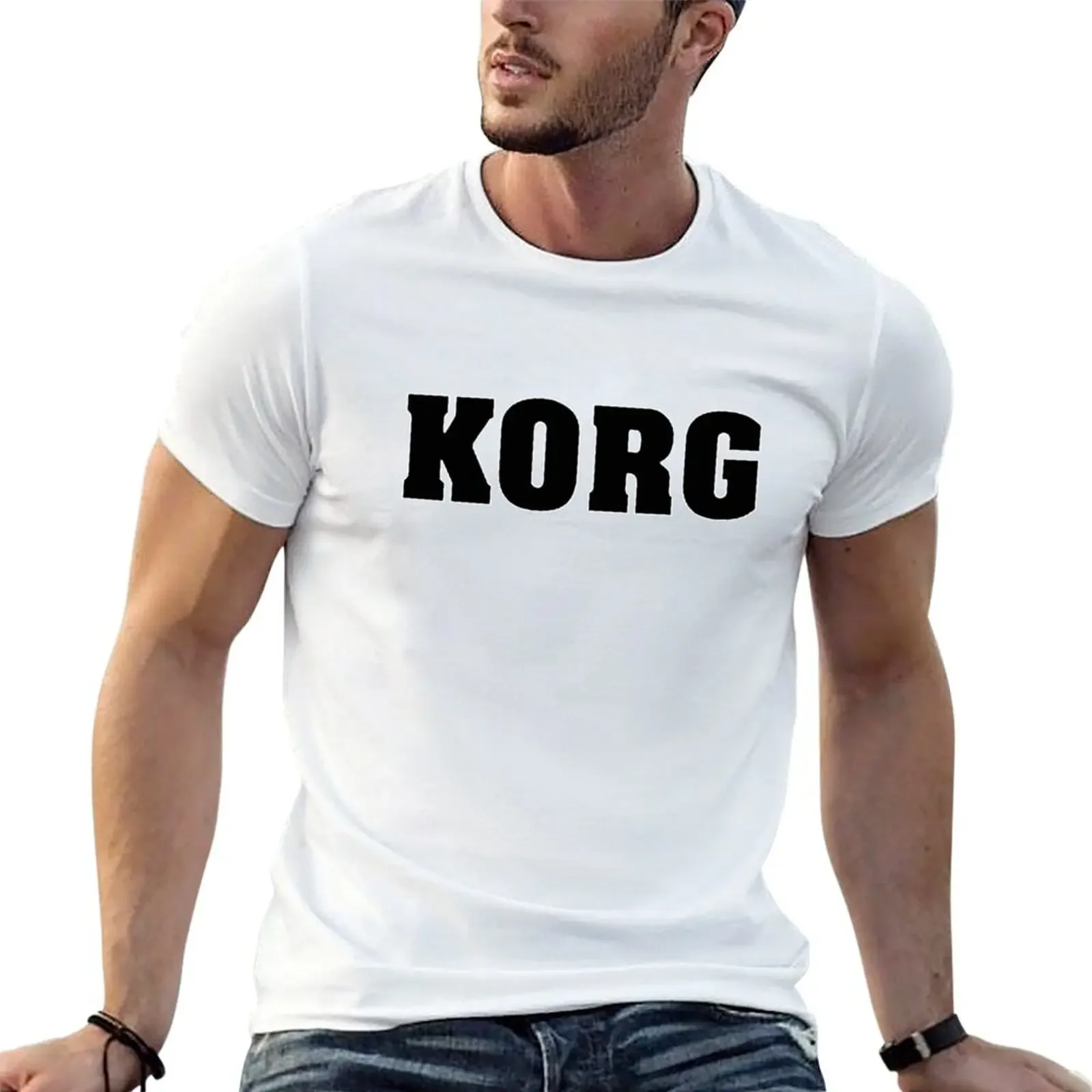 Camiseta negra de Korg, camisas de aflicción, ropa para hombre