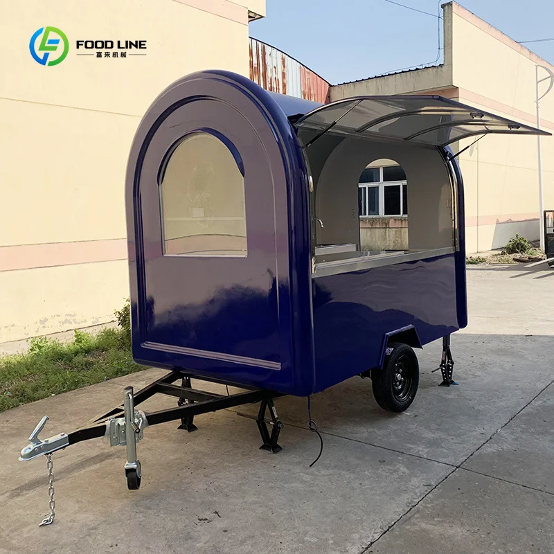 Glossy Finish Rounded Towable Food Trailer with Support Legs for Outdoor Concession Vending Custom