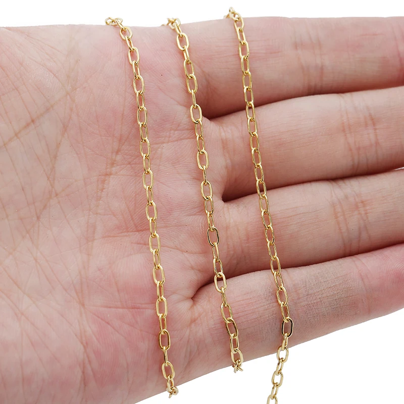2 Meter Edelstahl-Halskettenzubehör, ovale Gliederkette, flache Ketten, DIY-Armbänder, Schmuckherstellung, Bastelzubehör, Körperketten – Detail 5