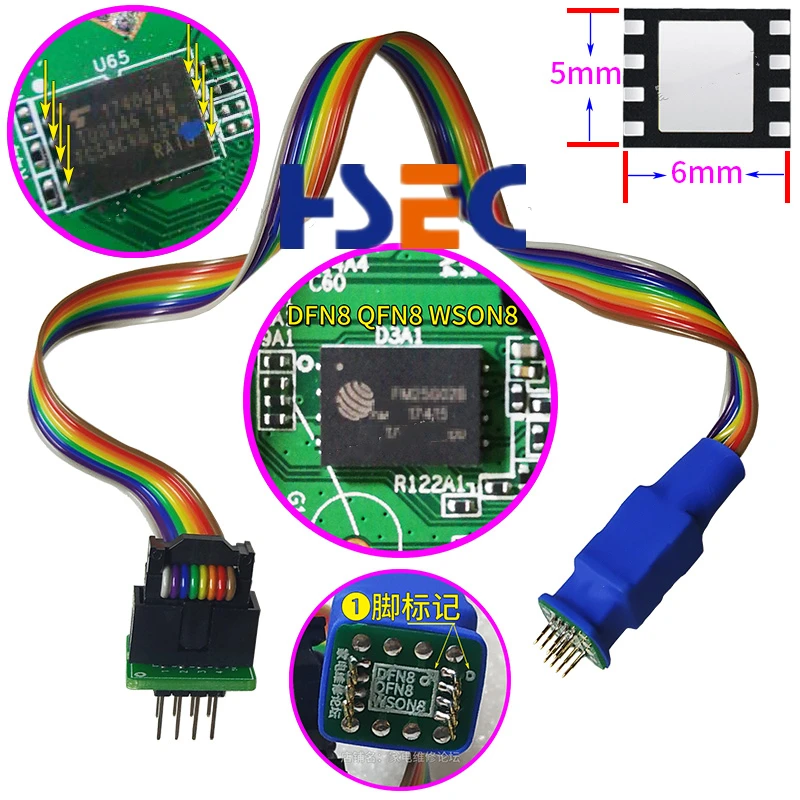 Top Quality QFN8 DFN8 WSON8 IC test Clip probe 5X6 6X8 for CH341A/EZP2019 /TL866 /RT809F/ RT809H programmer adapter socket