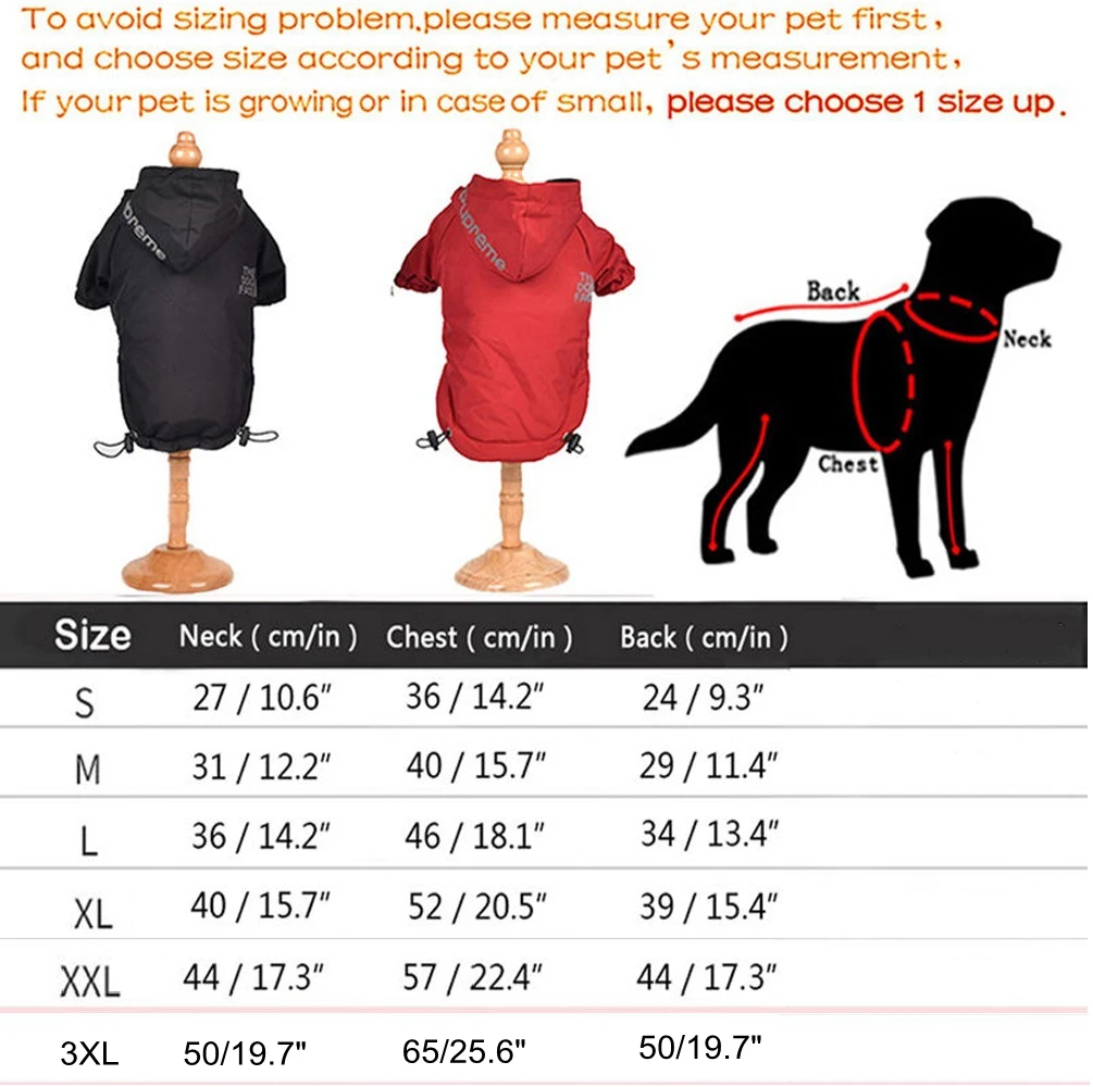 The Dog Face Clothes Winter Coat Puppy Jacket Hoodie Warm Reflective Waterproof  For Small Medium Mascotas Outdoor