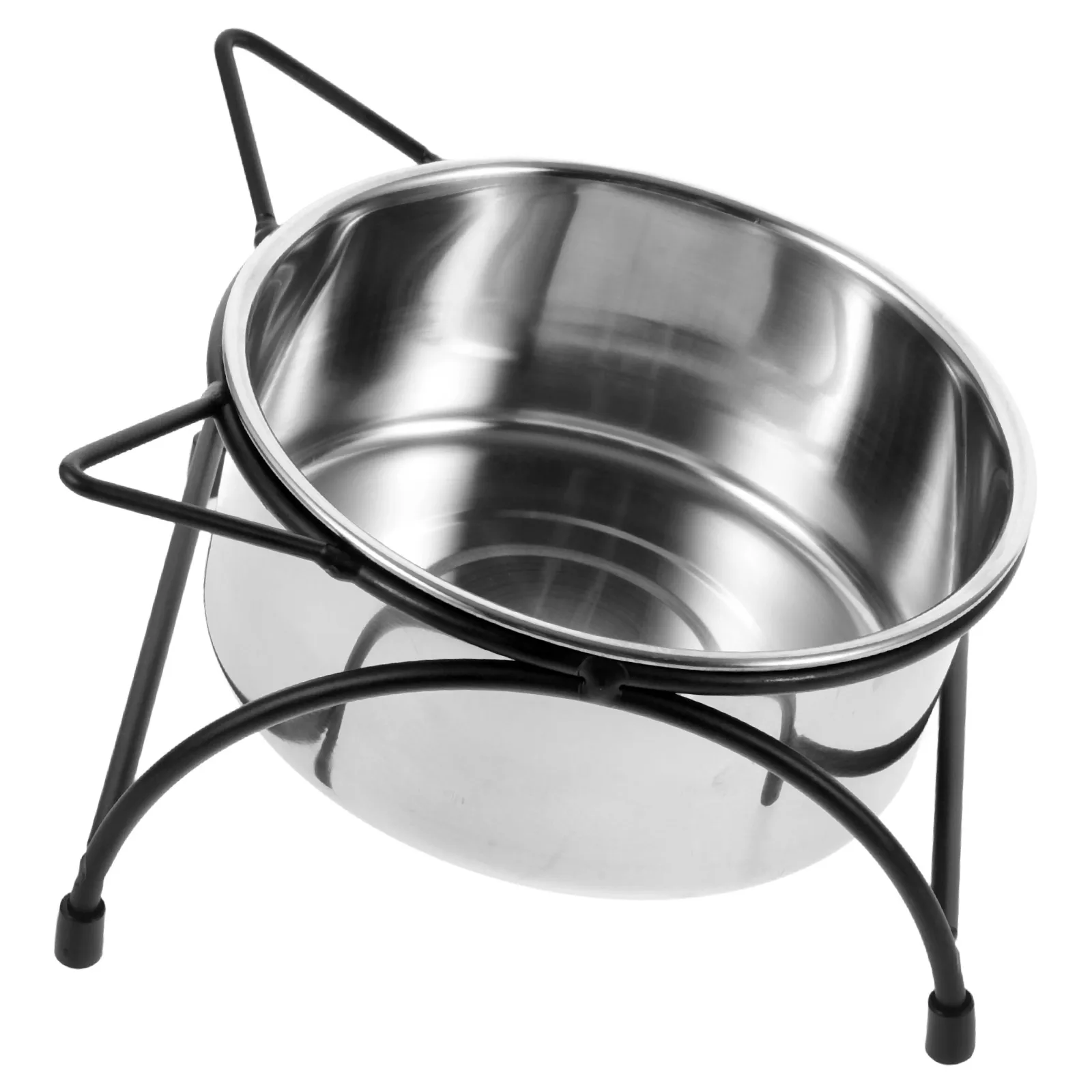 

Double Bowl Cat Feeder 12cm Black Single Pet Dog Bowl Neck Protection Anti Spill Stainless Steel Feeder Household Pets Food