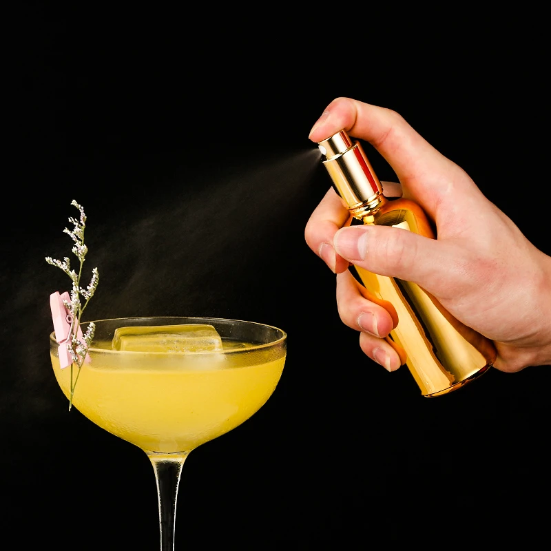 100ml Silver & Golden Plated Glass Bitters Spray & Flame Cocktail Spray Bottle Wine Cocktail Bartender Glass Sprayer Bar Tools
