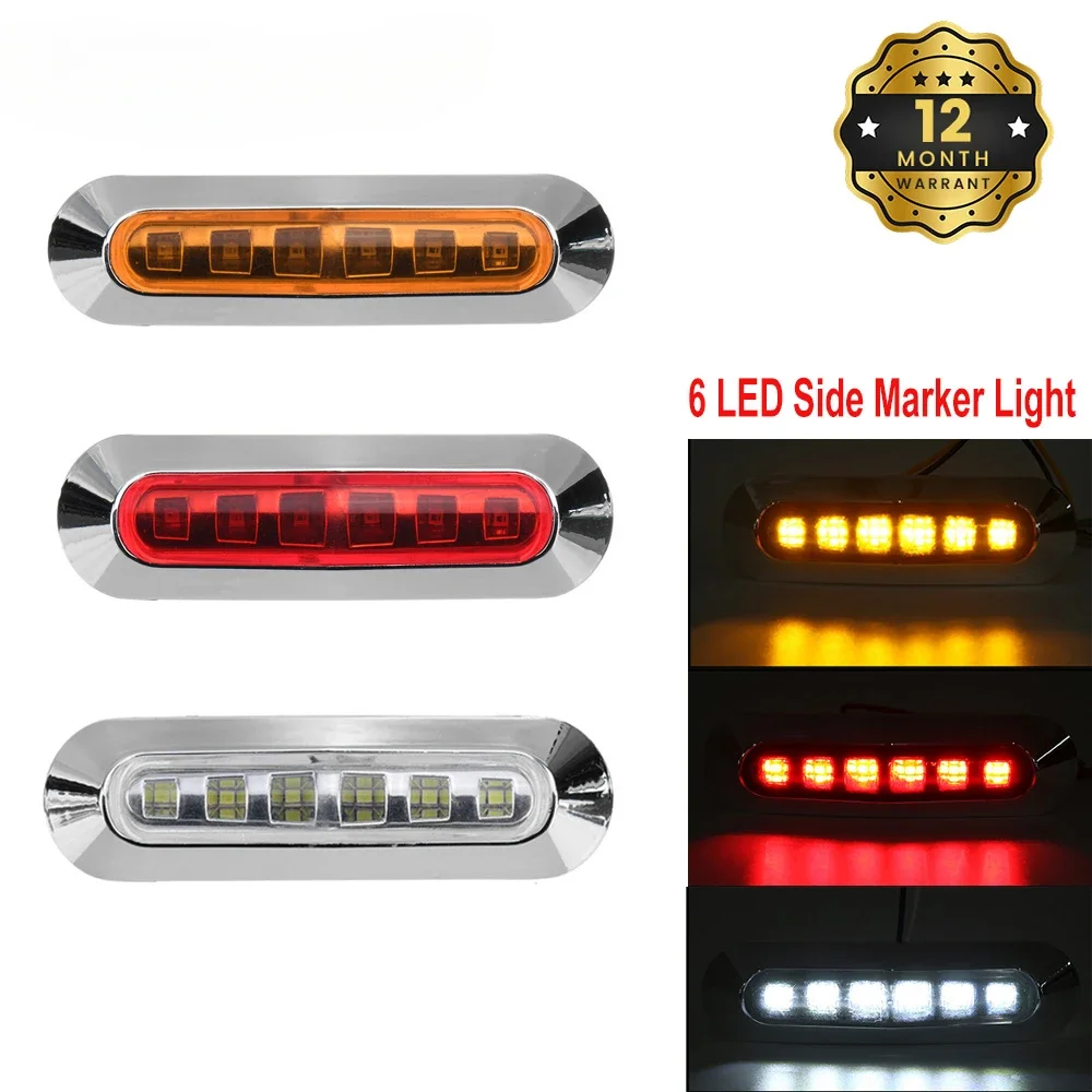 

1 шт./2 шт. 12 В 24 В 6 светодиодных боковых габаритных фонарей, габаритный фонарь, индикатор предупреждения, задний фонарь, авто, прицеп, грузовик, грузовик, автобус, караван
