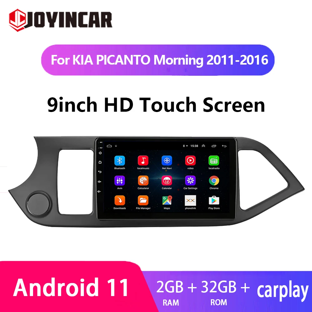 Car Android 11 GPS Carplay Player For 2011-2016 KIA PICANTO Morning Radio Multimedia Stereo WiFi BT FM 32GB 2 Din 9'' Navigation