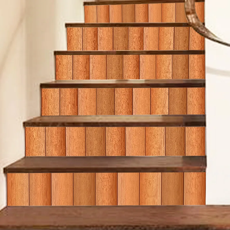 Decorative Self-Adhesive Wood Grain Stairway T1005 Sticker Home Decor Waterproof Staircase Decals Easy to Apply