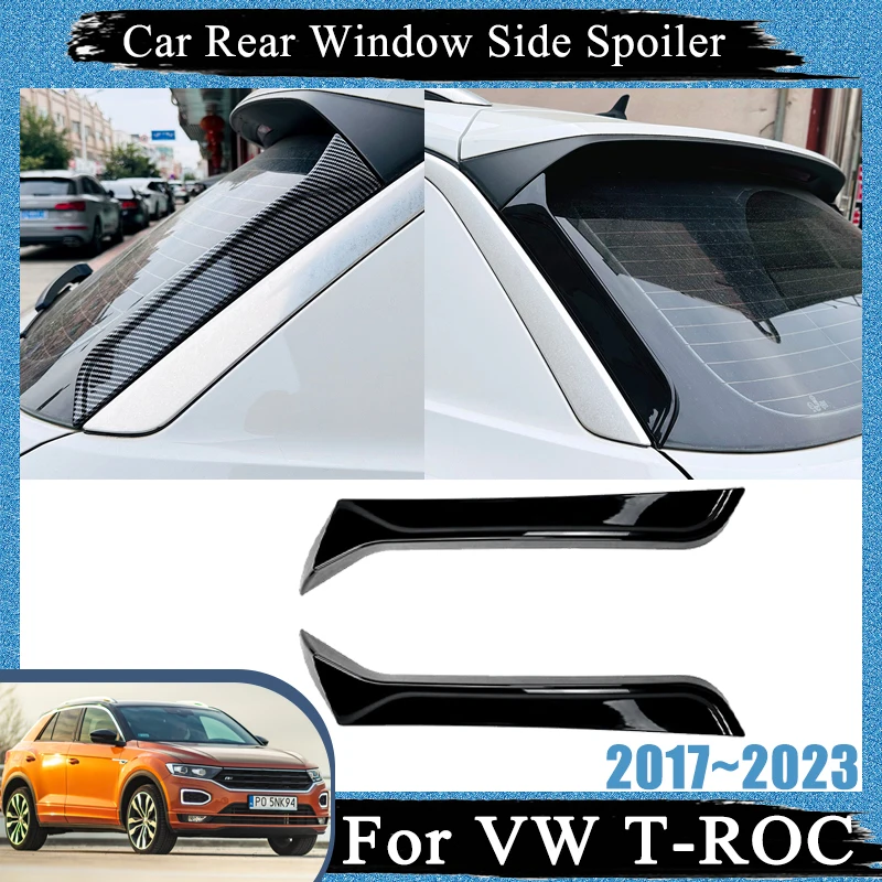 For Volkswagen VW T-ROC MK1 R R-Line TSI 2017~2023 4X Car Rear Window Side Spoiler Spoilers Splitter Canards Sticker Accessories