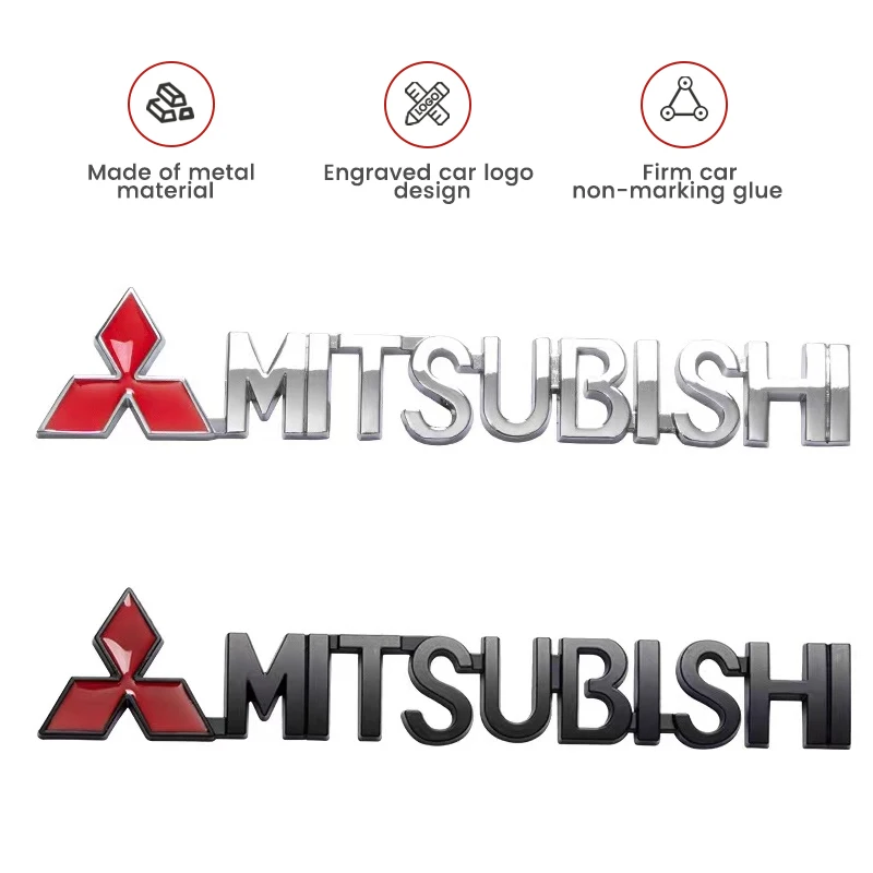 Metal Car Side Fender Sticker Alloy Badge Auto Logo Rear Trunk Decals For Mitsubishi Ralliart X Lancer EX Competition Outlander