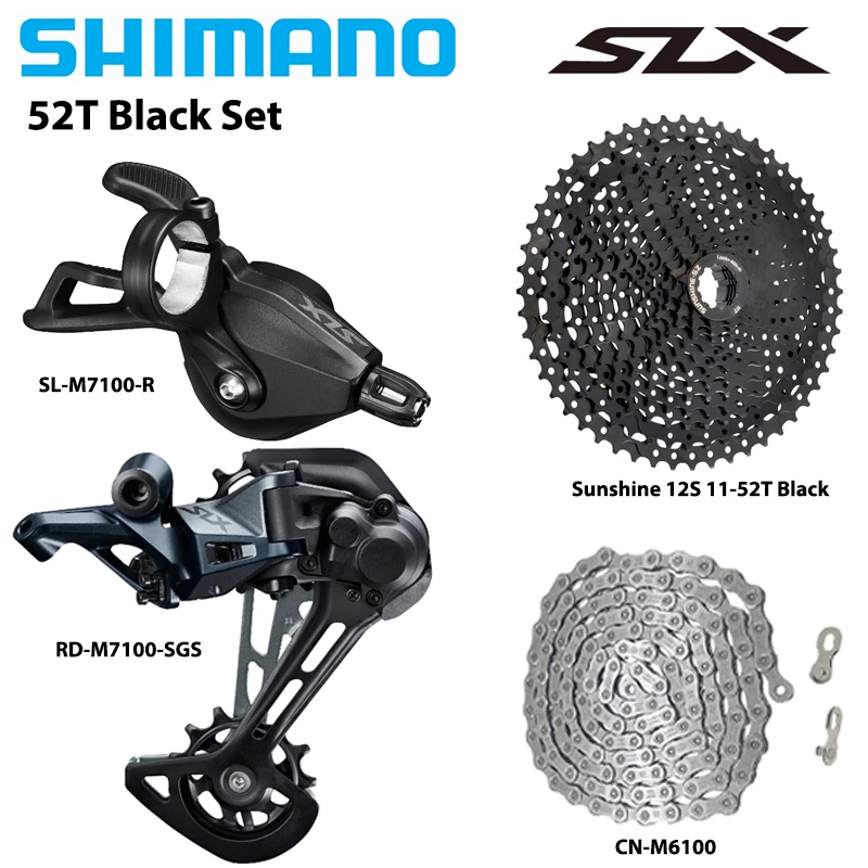 SHIMANO Deore SLX M7100 1X12S Groepset Versnellingspook Achterderailleur M6100 Keten SUNSHINE HG Cassette 12S 46T 50T 52T Fietsonderdelen - afbeelding 1