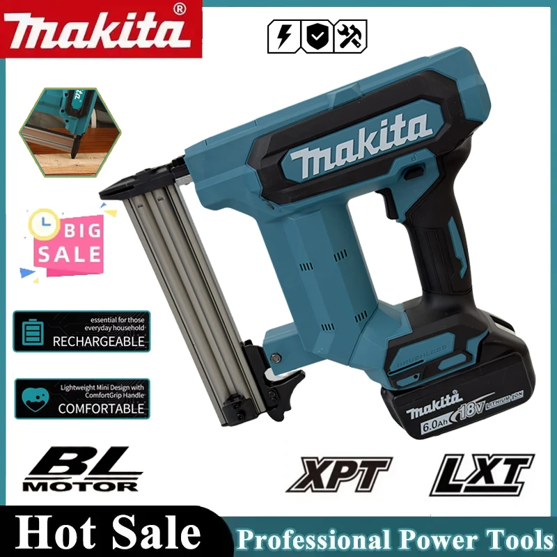 Makita F30 Elektrische Nagel- und Heftkanone für gerade Nägel, wiederaufladbar, Holzbearbeitungs- und Bauwerkzeug, kompatibel mit 18V-Akku – Detail 1