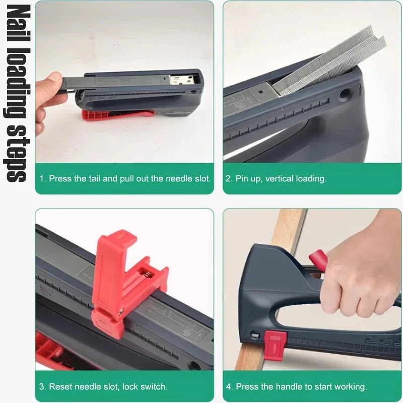 DIY woodworking hand tools in coffee color, furniture binding machine, manual stapler, equipped with 900 staples