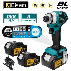 688N.m 1/4'' Brushless Electric Screwdriver Cordless Screwdriver Electric Drill Impact Driver Kit for Makita 18V Battery Pin