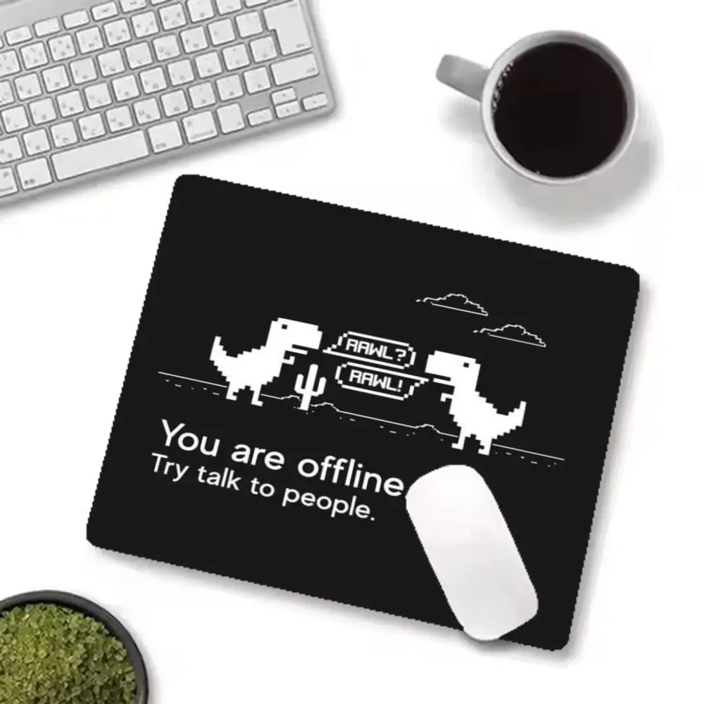 Pixel Dinosaur Wifi Signal Chat Bubble Black Base Mouse Pads Designed For Kid Laptop Bedroom Daily Pad