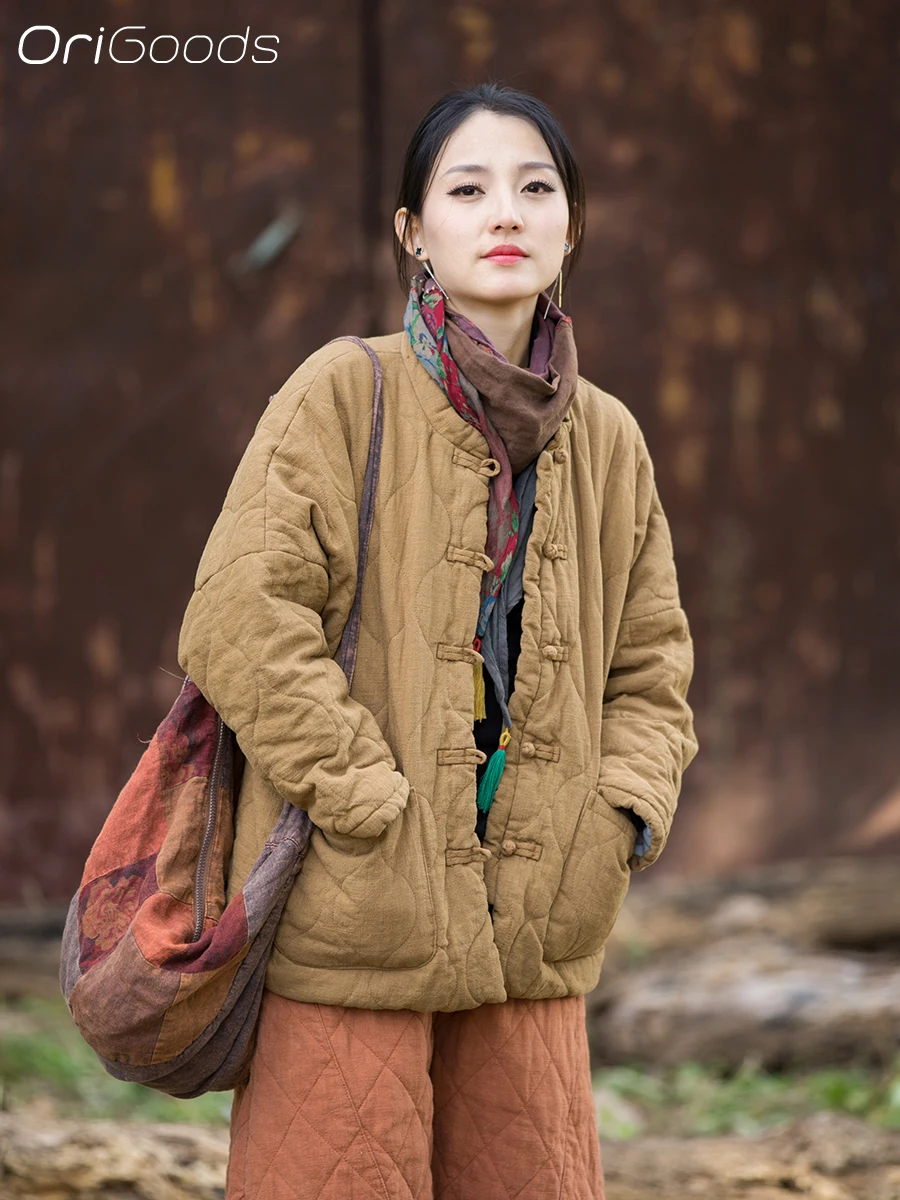 

OriGoods Oversized Cotton Padded Coat Woman Thick Warm Winter Quilted Jacket Coats Batwing Sleeve Outerwear Outdoor Clothes B349