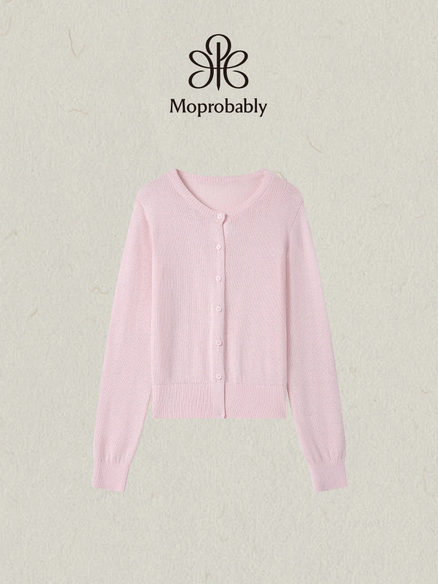 

Moprobably Li Yueruo Fashionable Knitted Thin Shirt with Buttons Breathable Casual Cotton Long Sleeve Open Cardigan for Women