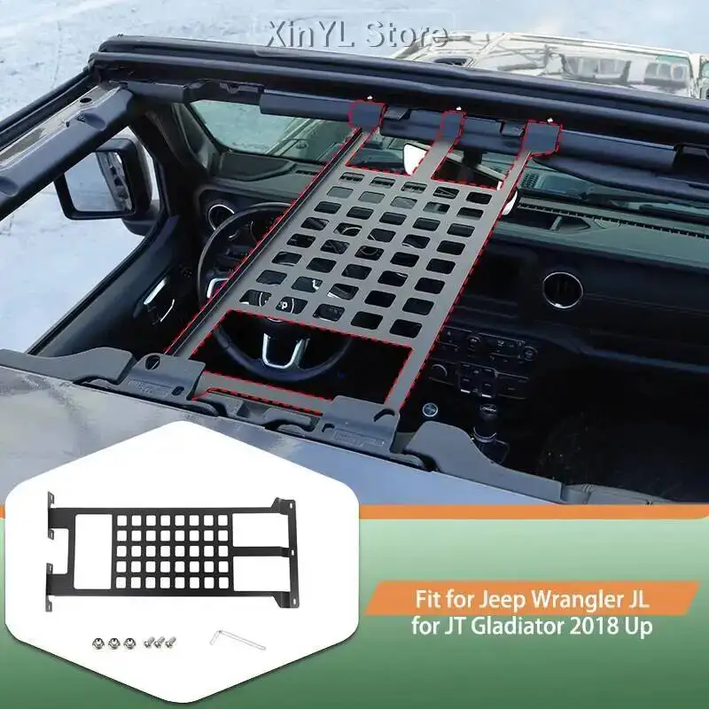 

Car Metal Front Roof Expansion Rack Shelf For Jeep Wrangler JL JT Gladiator 2018 Up Car Interior Accessories