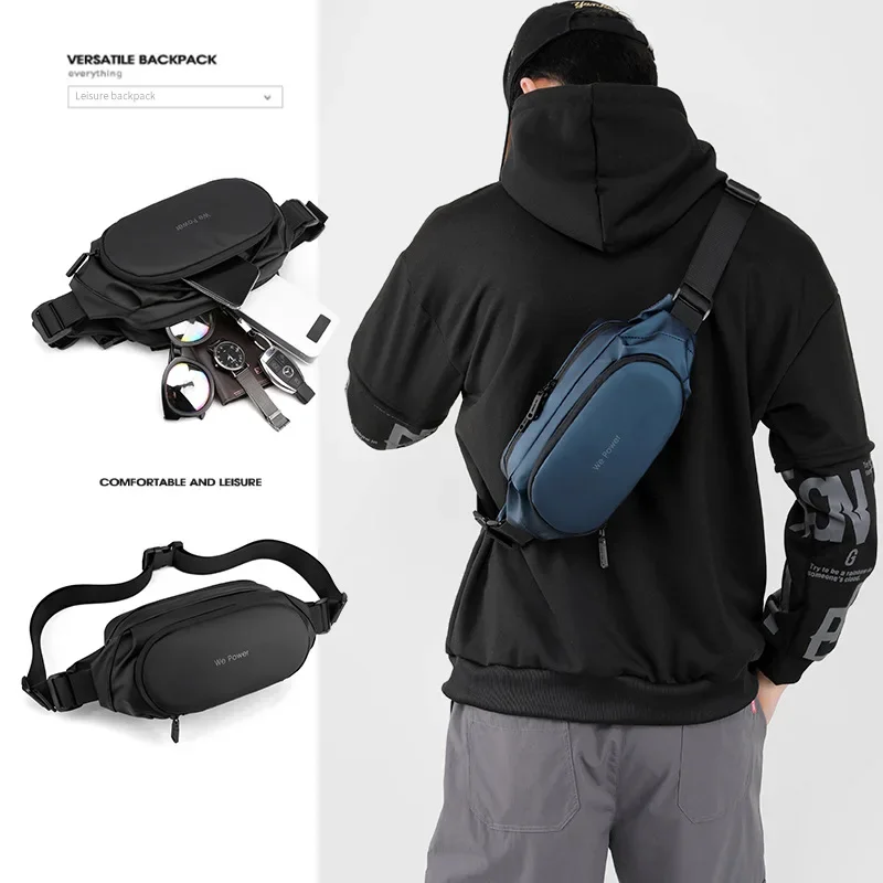 

Men Waist Fanny Pack Running Bag Pouch Multi-Pocket Travel Waterproof Nylon Male Sling Cross body Chest Hip Bum Belt Bags bolsas