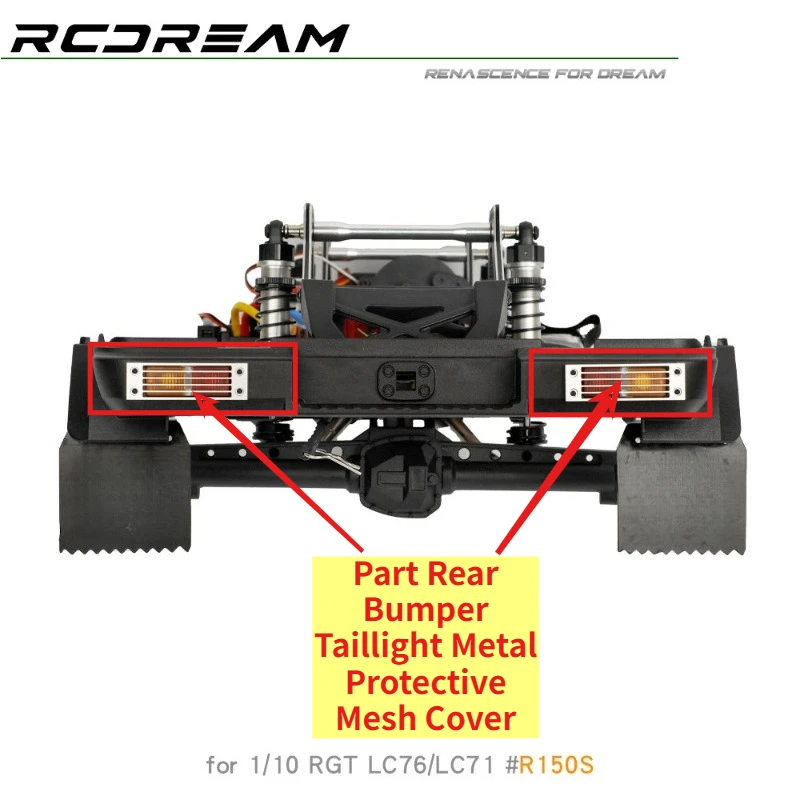 RC Crawler Upgrade Part Rear Bumper Taillight Metal Protective Mesh Cover For 1/10 RGT LC76/71 Off-road Custom Size Accessories