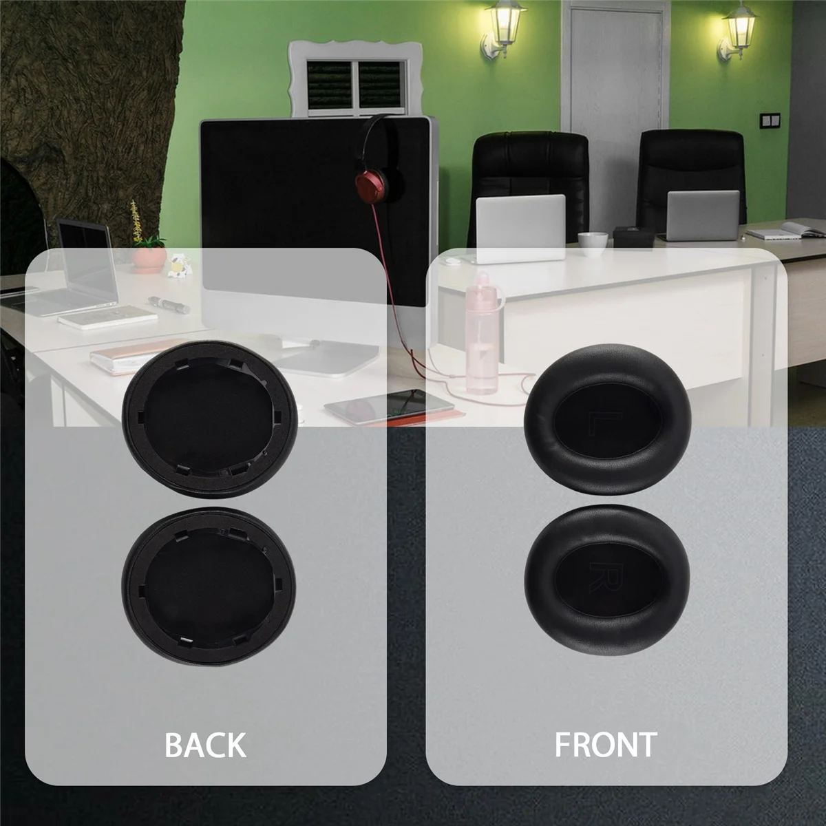 Coussinets de remplacement pour Anker Soundcore Life Q30/Q35 10000, oreillettes en cuir (noir)