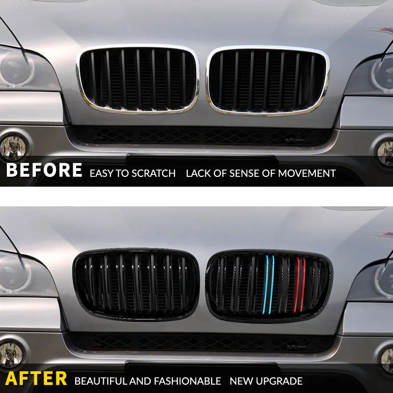 Front Kidney Grille Glossy Black Sport Racing Intake Grill Fit For BMW X5 X6 E70 E71 2007-2013,Car Accessories