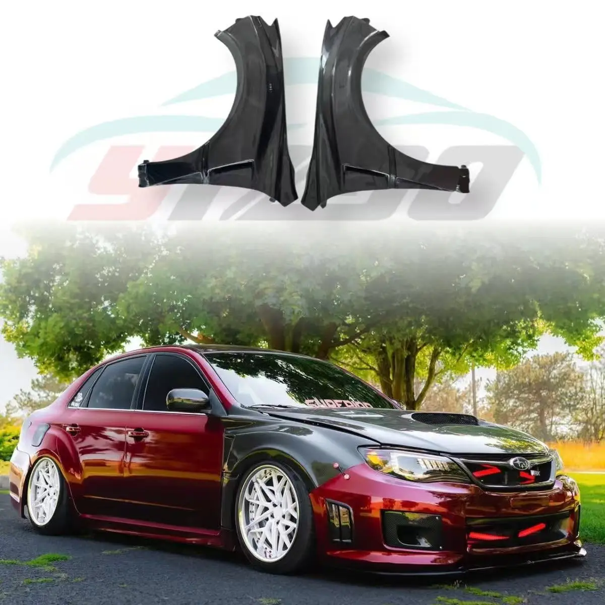 For 2008-2014 Impreza WRX STI retrofit with upgraded carbon fiber front fenders