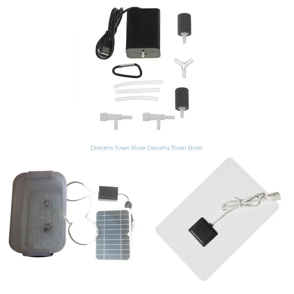 HX6A Fish Oxygenator with Bubble Stone Solar Pond 5W 5V Solar Pond Aerator Air Pumping for Fish Aquarium Fishing