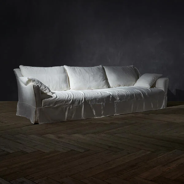 ！@Cream Wind Linen Fabric White Chesterfield Sofa  Comfortable Japandi Style Sofa Northern Europe Guest House Custom Sofa
