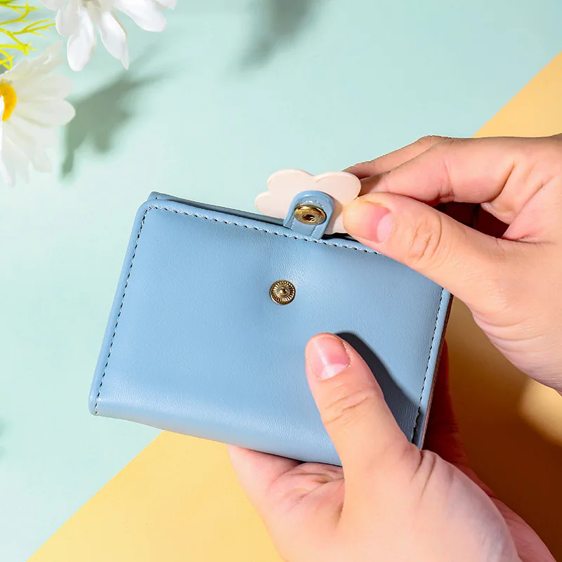 Neue Brieftasche, faltbar, kurze kleine Kartentasche, mehrere Kartenpositionen, 3-fach, neue Damen-Geldbörse mit kurzem Clip