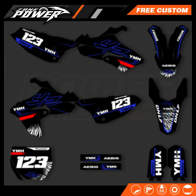 Powerzone Motorcycle Graphics Decal Stickers Kits for YAMAHA YZ65 2018-2023 Number Name Custom 06