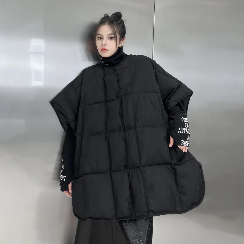 

Korean style warm jacket for women, loose solid color bat vest jacket for women, autumn and winter slimming cotton jacket