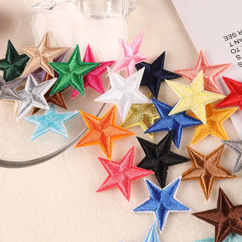 10pcs Small Mini Star Embroidery Iron on Patches for Clothing Diy Clothes Pentagram Appliques Black White Gold Sticker Stripes 썸네일 4