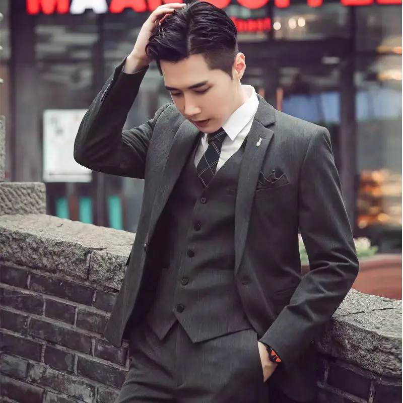 

Y141Suit for young men business suit groom best man wedding dress suit casual men three piece suit