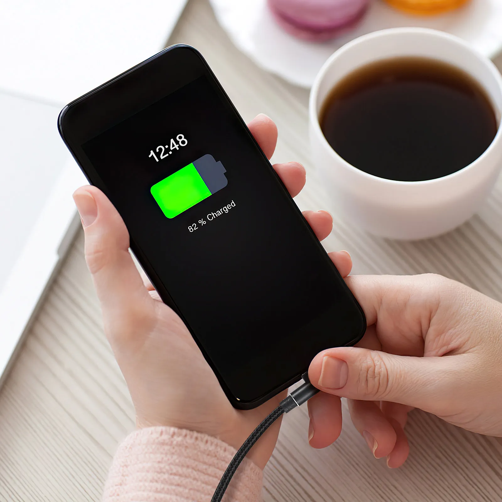 

1M Right Angle 90 Degree USB Micro Data Cable Braided Heavy Duty Charging Cord for Devices in Grey Micro USB Cable