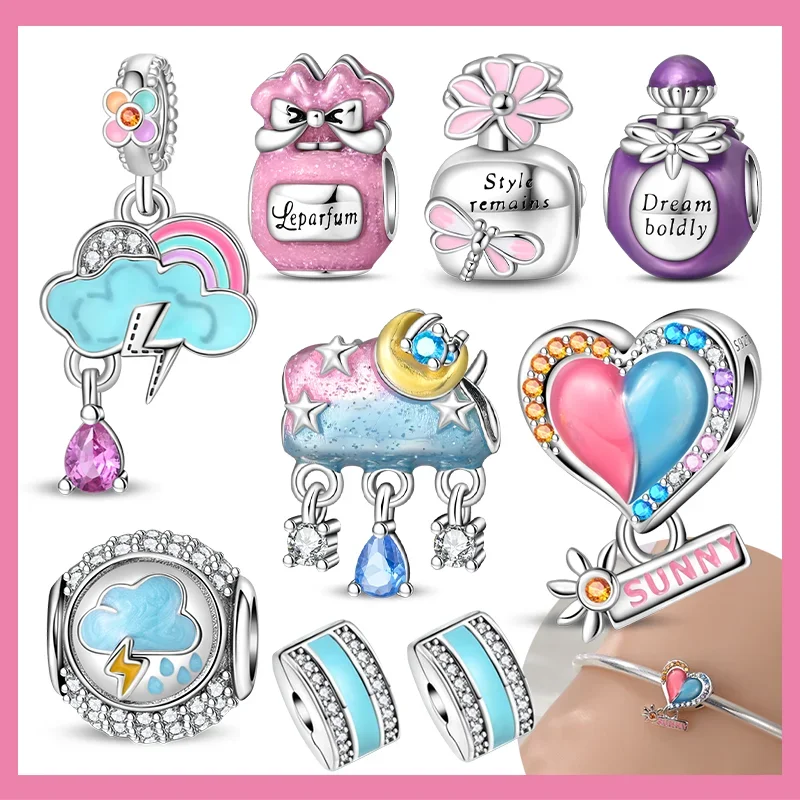 2025 S925 Silver Weather Change Series Charms Sunny Rainy Rainbow Perfume Beads Fit Original Bracelet  for Women Diy Fine Gift