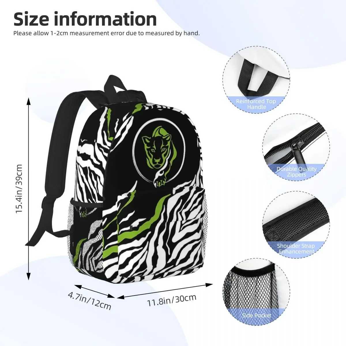 Gowild Seamless Zebra-Panther Cougar Design Variant Backpack Boy Girl Bookbag Children School Bags Laptop Rucksack Shoulder Bag