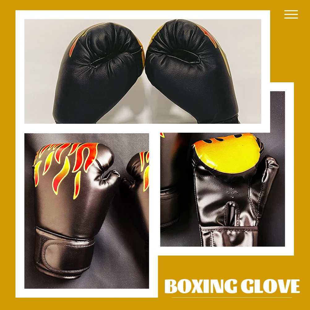 

Children's Boxing PU Kids Training Cartoon Flame Black 6oz Sparring Martial Toddler Sparring Glove