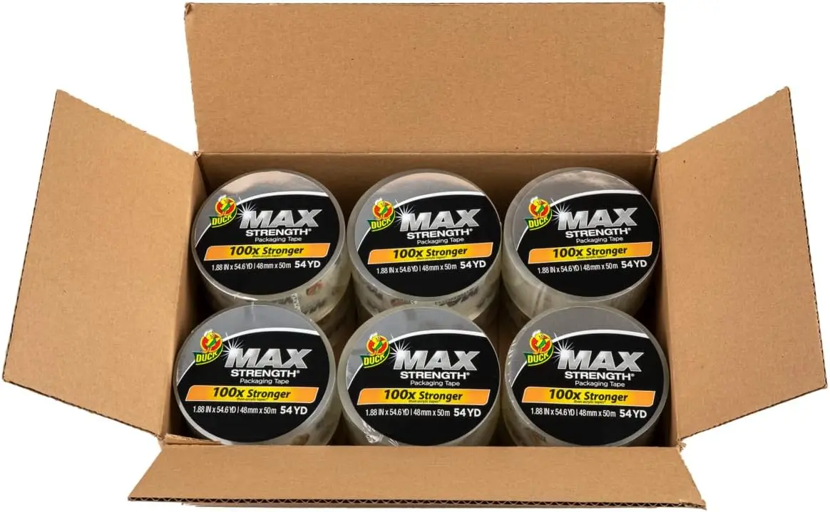 

Max Strength Clear Packing Tape Refills – 12 Rolls of Maximum Strength Heavy Duty Packaging Tape for Shipping & Moving