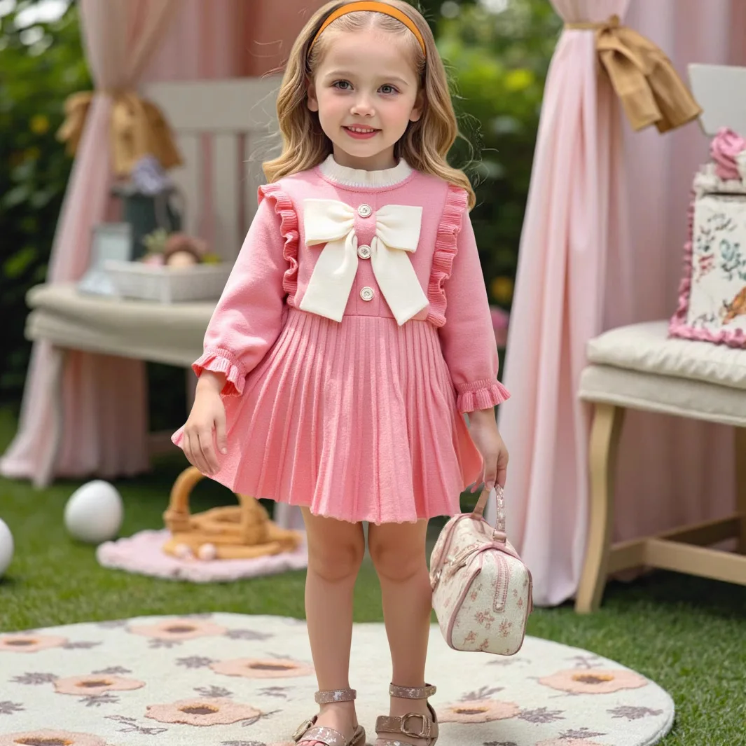 2025 Korean Children's Clothes Autumn Winter Girl Dresses	Baby Girl Thickened Birthday Party Dress Causal Holiday Girl Dresses