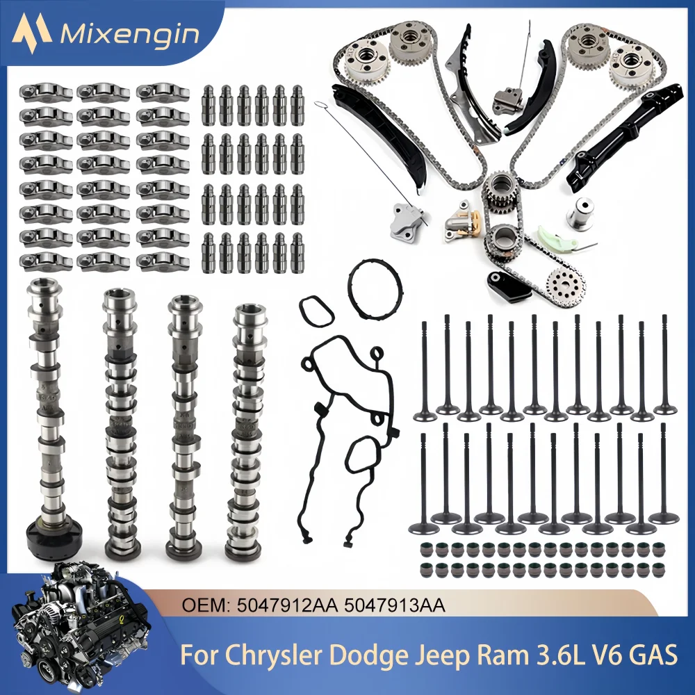 

Engine Parts Intake & Exhaust Camshaft Timing Chain VVT Gear Kit Valve lifter Rocker arm For Chrysler Dodge Jeep Ram 3.6L V6 GAS