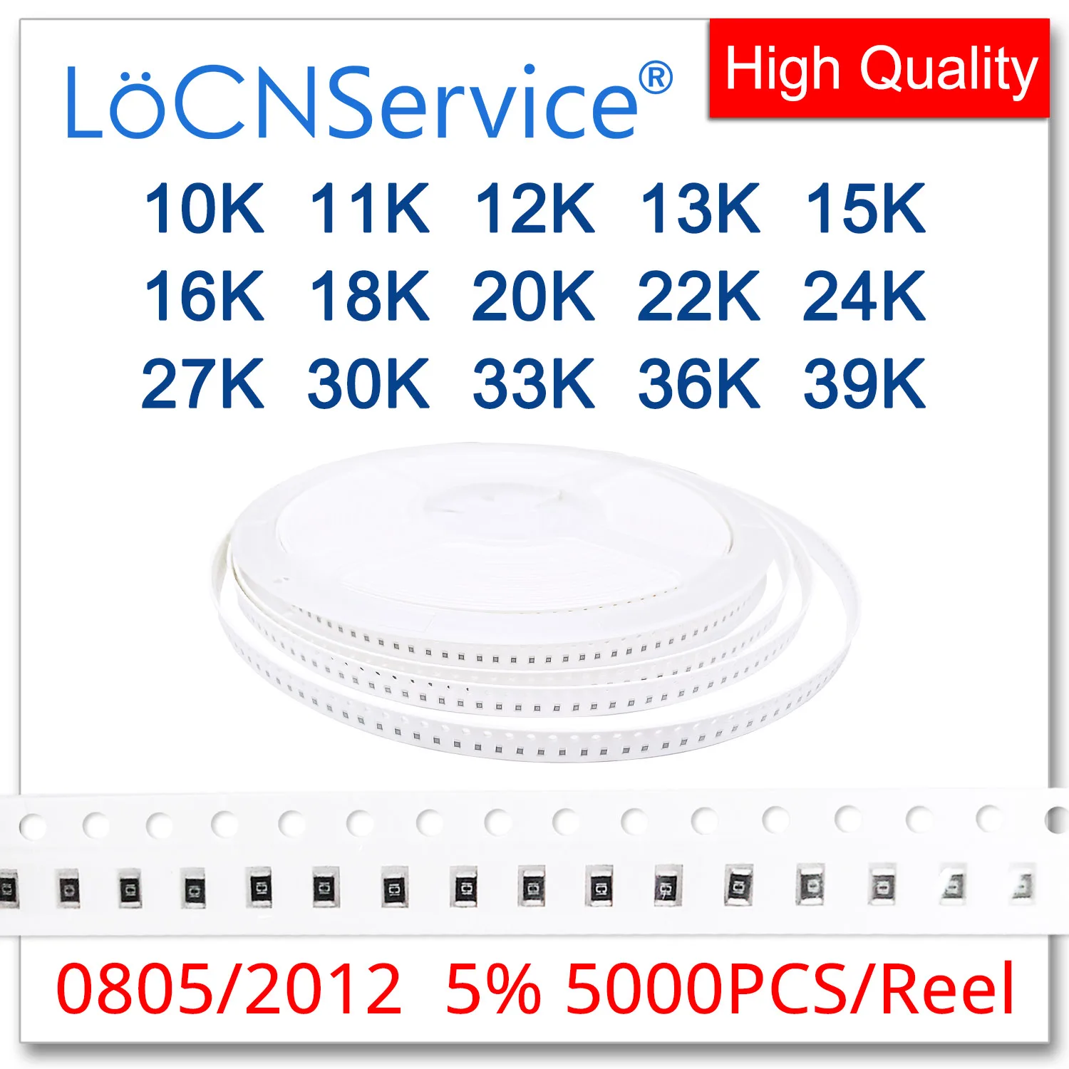 LoCNService 0805 J 5% 5000pcs 10K 11K 12K 13K 15K 16K 18K 20K 22K 24K 27K 30K 33K 36K 39Ksmd 2012 resistenza OHM
