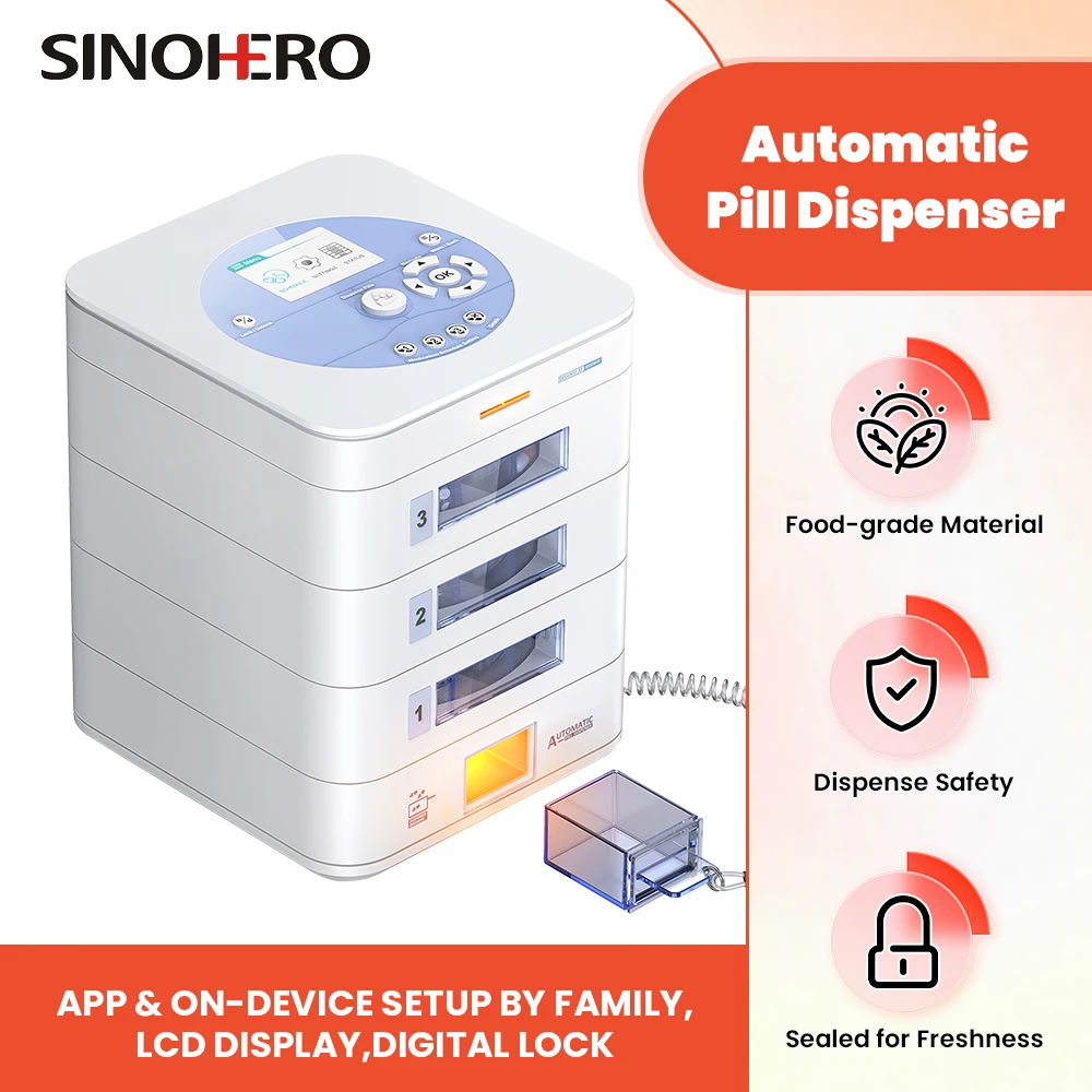 

3-trays Smart Pill Organizer 42 Days Automatic Electronic Reminder Alarm For Elderly