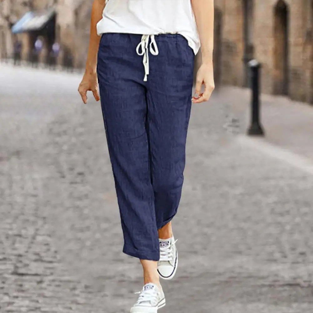 

Women Pants Loose Straight Pockets Drawstring Elastic Waist Soft Breathable Solid Color Gym Traning Jogging Sweatpants Long Trou